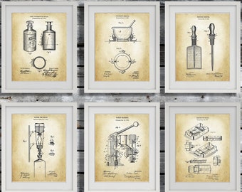 Pharmacist Blueprint Art Print Set, Vintage Pharmacy Decor (Unframed)