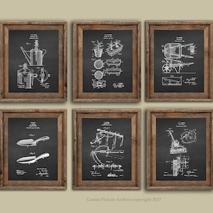 Farmhouse Garden Shed Wall Decor set of 6 Unframed Garden Tools Patent Prints