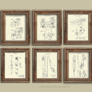 Lake house decor set of 6 unframed Vintage Water Ski art prints