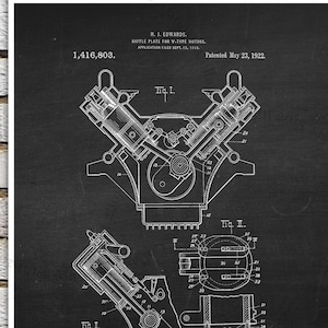 Willys Jeep Patent Print # 2, one single unframed art print, 1922 Baffle plate for V-type motors, Jeep Gift idea, Jeep Wall Decor