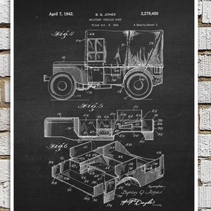 Willys Jeep Patent afdrukken # 12, één enkele unframed kunst afdrukken, Vintage Jeep Carter delen, Jeep cadeau idee van het octrooi, Jeep Wall Decor