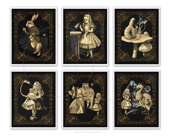 Alice In Wonderland Wall Decor Set Of 4 Unframed Wall Art Etsy