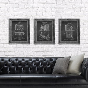 Antique Camera Patent Art Prints set of 3 Unframed Black and White Camera Art Photographer Gifts Patent Photography Chk3C