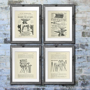 Blacksmith Decor Art Prints set of 4 unframed art -blacksmith gift for men, Gift for him, blacksmithing gift Blacksmith decorations