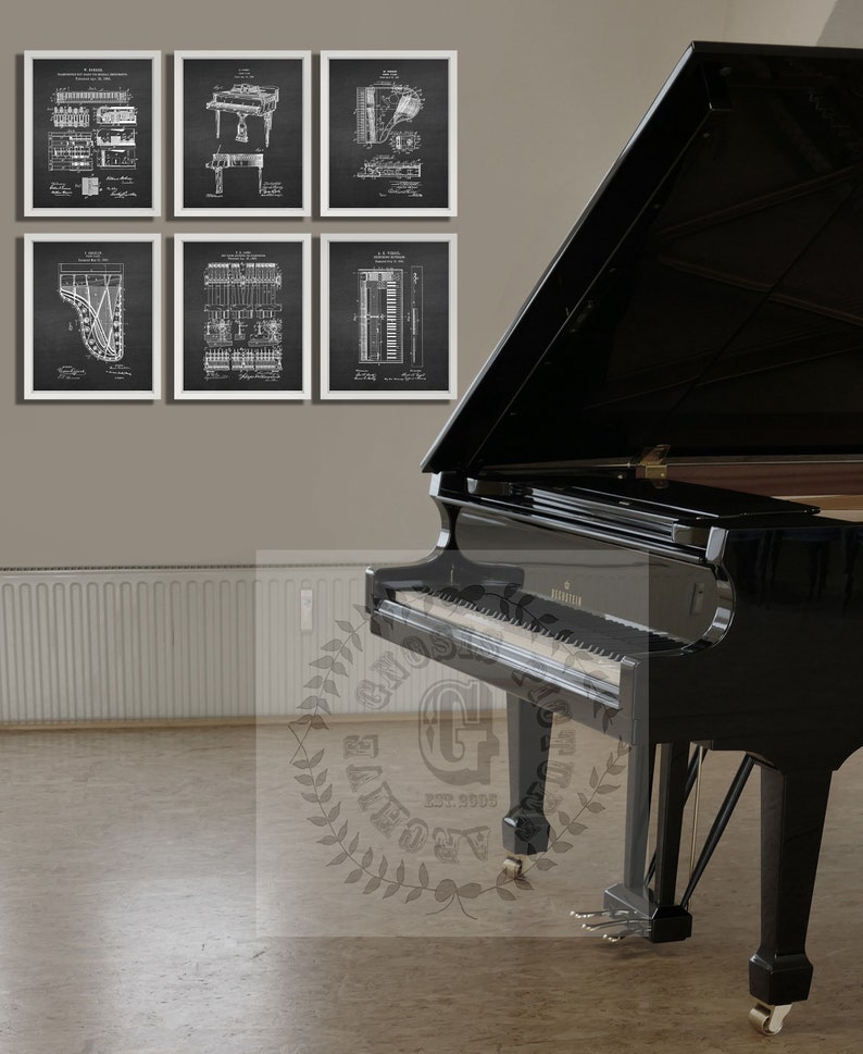 Piano Music Room Wall Decor Set of 6 Piano patents with Etsy
