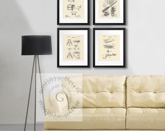 Fishing decor Fishing Lure Fishing Reel patent art prints set of 4 fishing home decor,  Gift for Dad, fly fishing idea