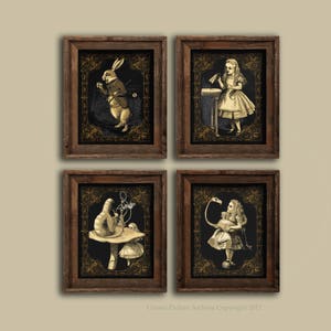 Alice in Wonderland Wall Decor Set of 4 Unframed Wall Art Alice Wonderland Baby room Decor Nursery Wall Decor idea