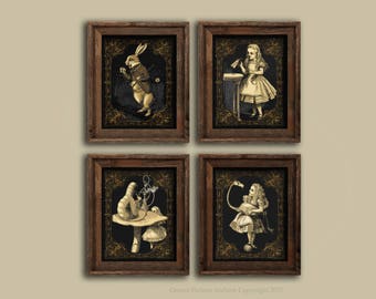 Alice in Wonderland Art Prints, Set of 4, Nursery Decor
