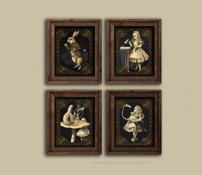 Alice in Wonderland Wall Decor Set of 4 Unframed Wall Art Etsy