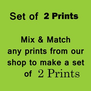 set of 2 art prints with chalkboard or blue backgrounds