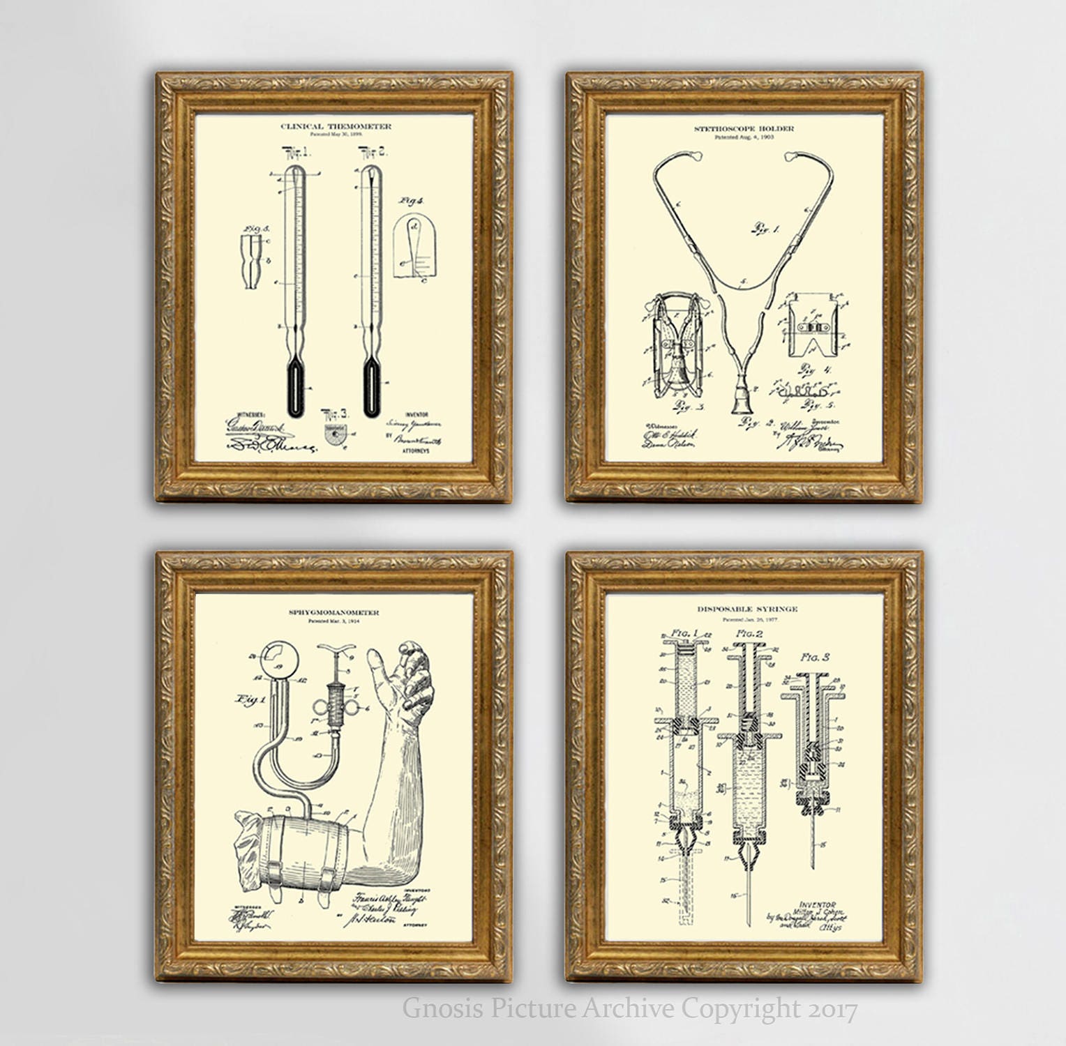 Doctor's Office Wall art set of 4 Unframed Cream Medical Etsy