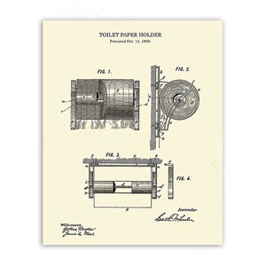 Bathroom Patent Prints Set of 4 Art Prints of Toilet Seat and Toilet