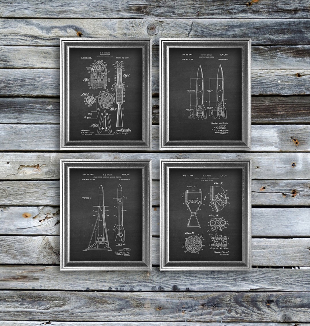 Rocket Patent Prints Set – Space Nursery Decor, NASA Blueprint Art - Etsy