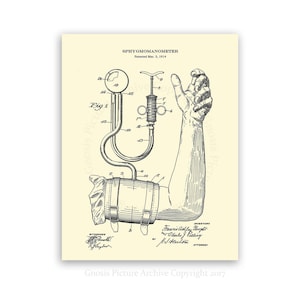 Blood Pressure cuff Patent art print #3 cream colored art print - medical student graduation gift- gift for nurse - doctor&#39;s office decor