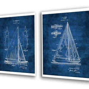 Segelbåtsdekoration, present, väggdekoration, set med 2, oramad, segelbåtsritning, patentkonst bild 2