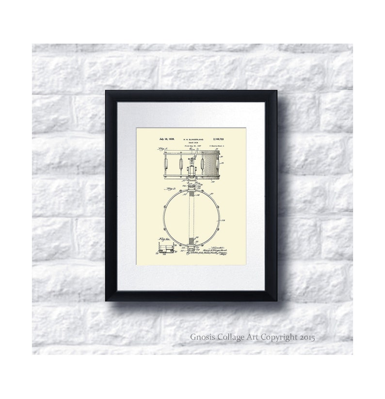 Vintage Drum Set Patent Art Posters set of 12 Art prints Gift for drummer, Musician Wall Decor, Musician gift, Teen wall decor image 4