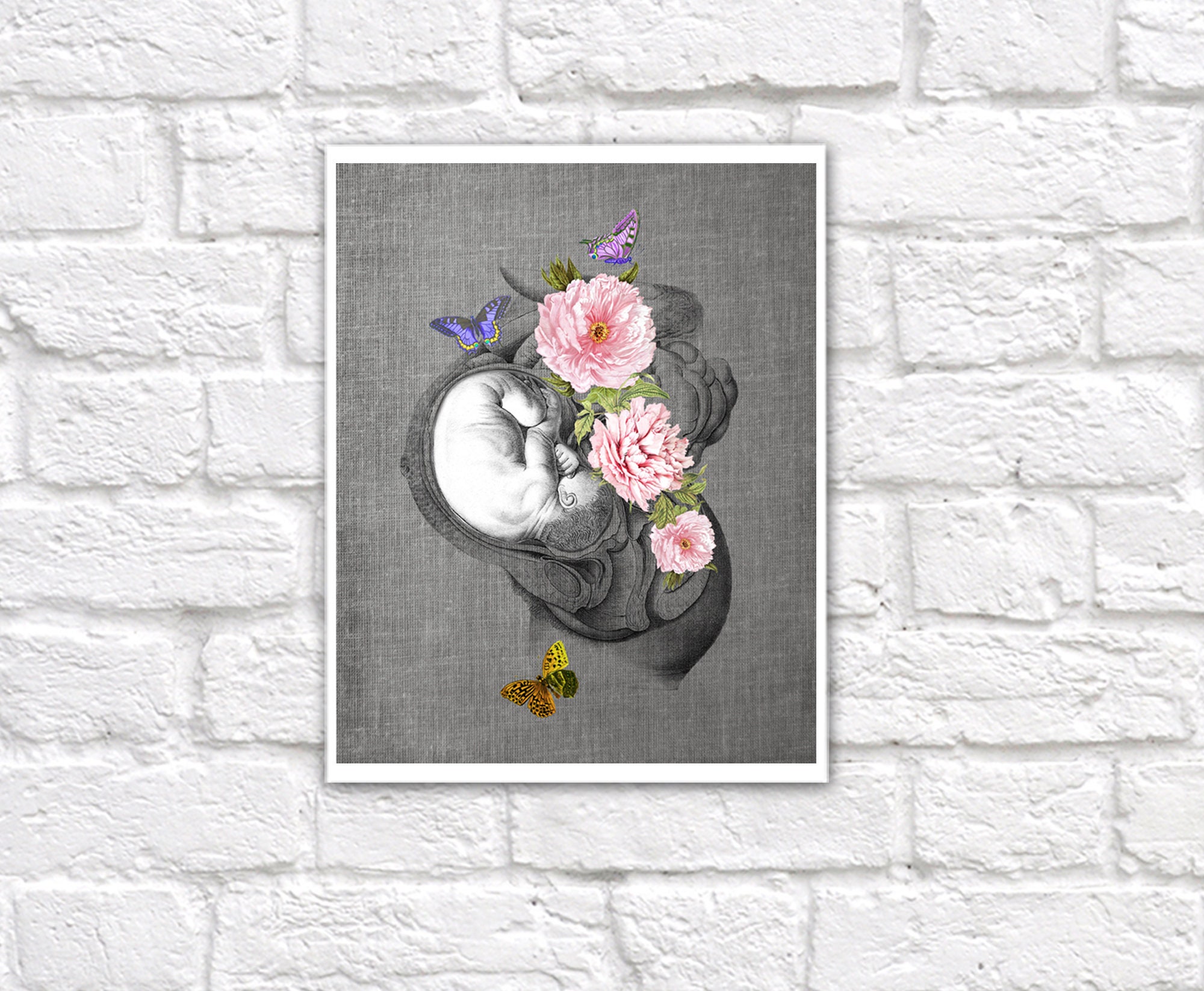 OBGYN Obstetrics Anatomy Floral Art Set of 3 Unframed Decor Art Prints ...