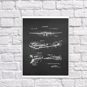 Aviation Vintage Airplane Blueprint Set of 6 Unframed Art Prints Pilot ...