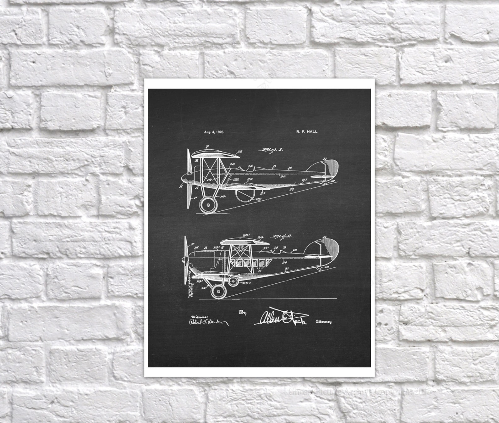 Aviation Vintage Airplane Blueprint Set of 6 Unframed Art Prints Pilot ...