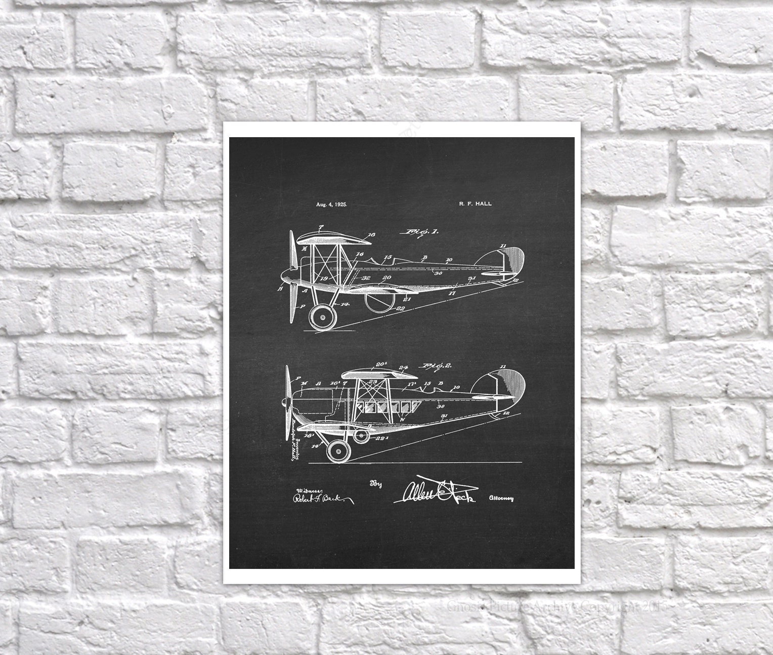 Aviation Vintage Airplane Blueprint Set of 6 Unframed Art Prints Pilot ...