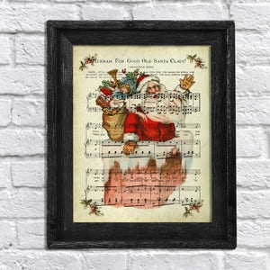 Christmas Decor - Vintage Santa Claus Song Sheet Music - Christmas wall art - Vintage Christmas Art - Santa Song#1