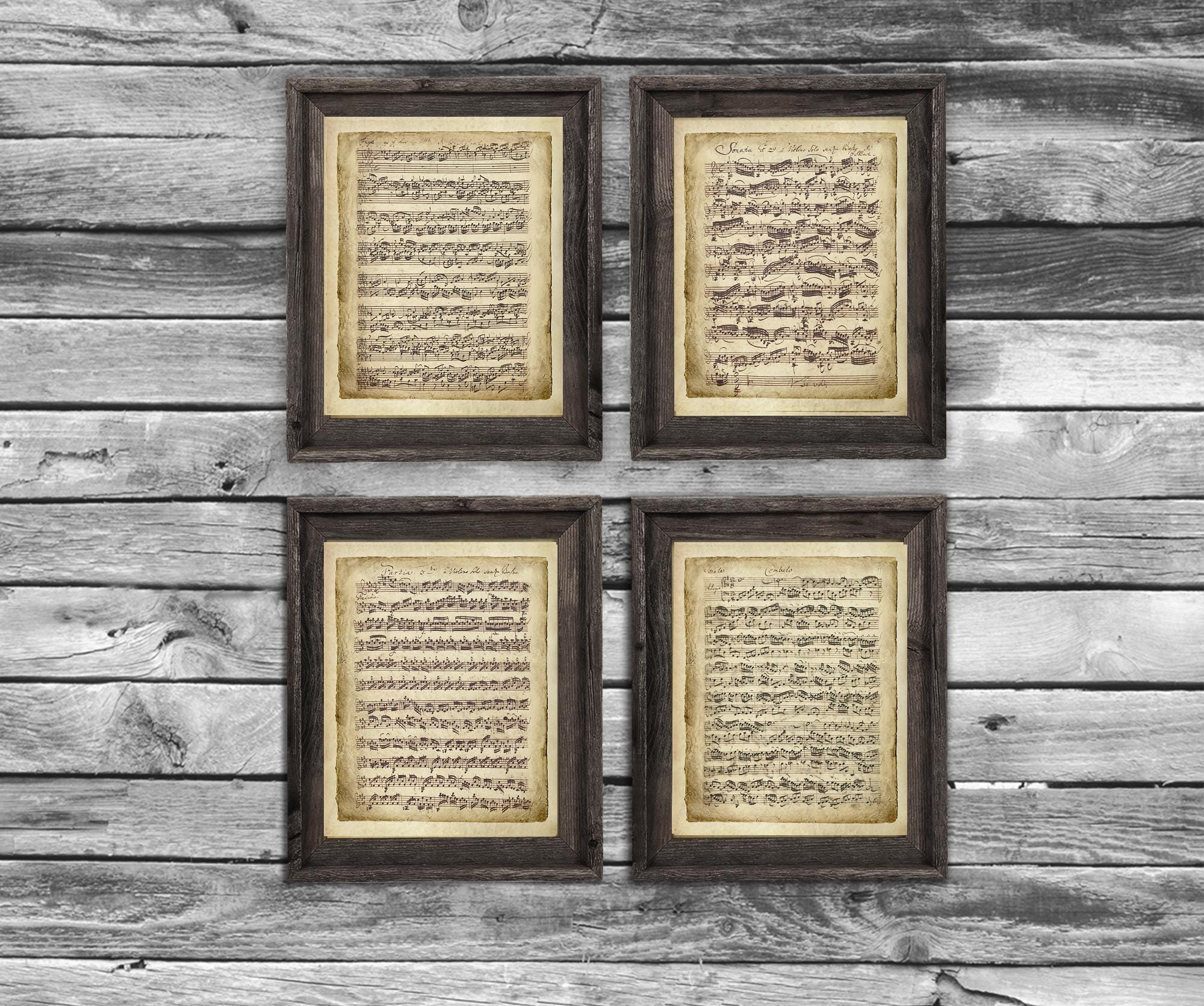 Bach Music Score Print Set, Vintage Manuscript Wall Art - Etsy
