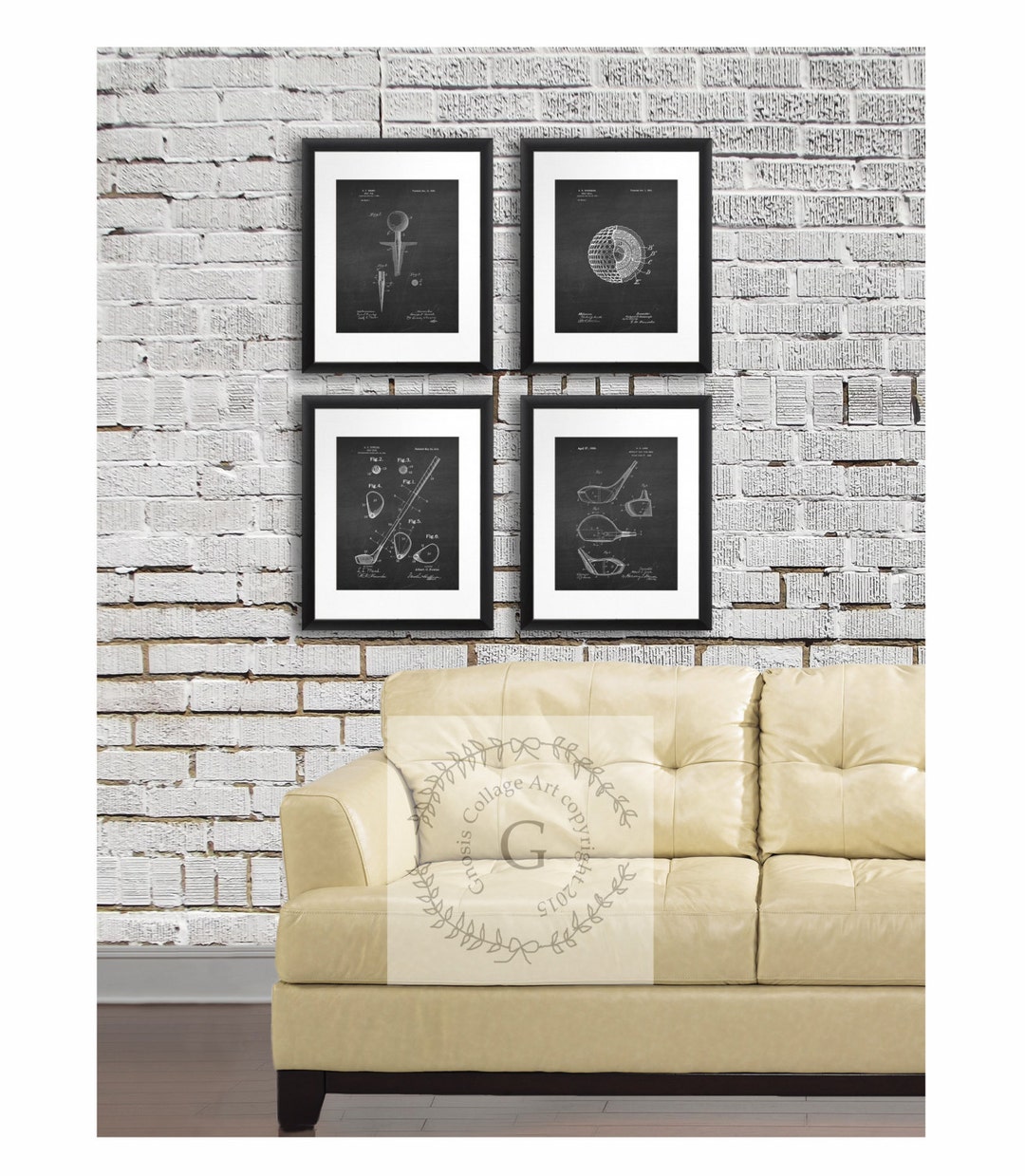 Sports Decor, Golf Art Set of 4 Prints, Golf Posters, Chalkboard Art