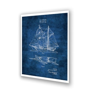 Sailboat Art Blueprints Sailing Wall Decor Set of 3 Unframed Art Prints Sailing Gifts image 4