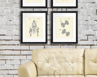 Star Wars Art Decor Prints set of 4  Cream wall Art. Boy's Bedroom Decor, Star Wars gift. Star Wars Birthday Decor, Boys Room Art,