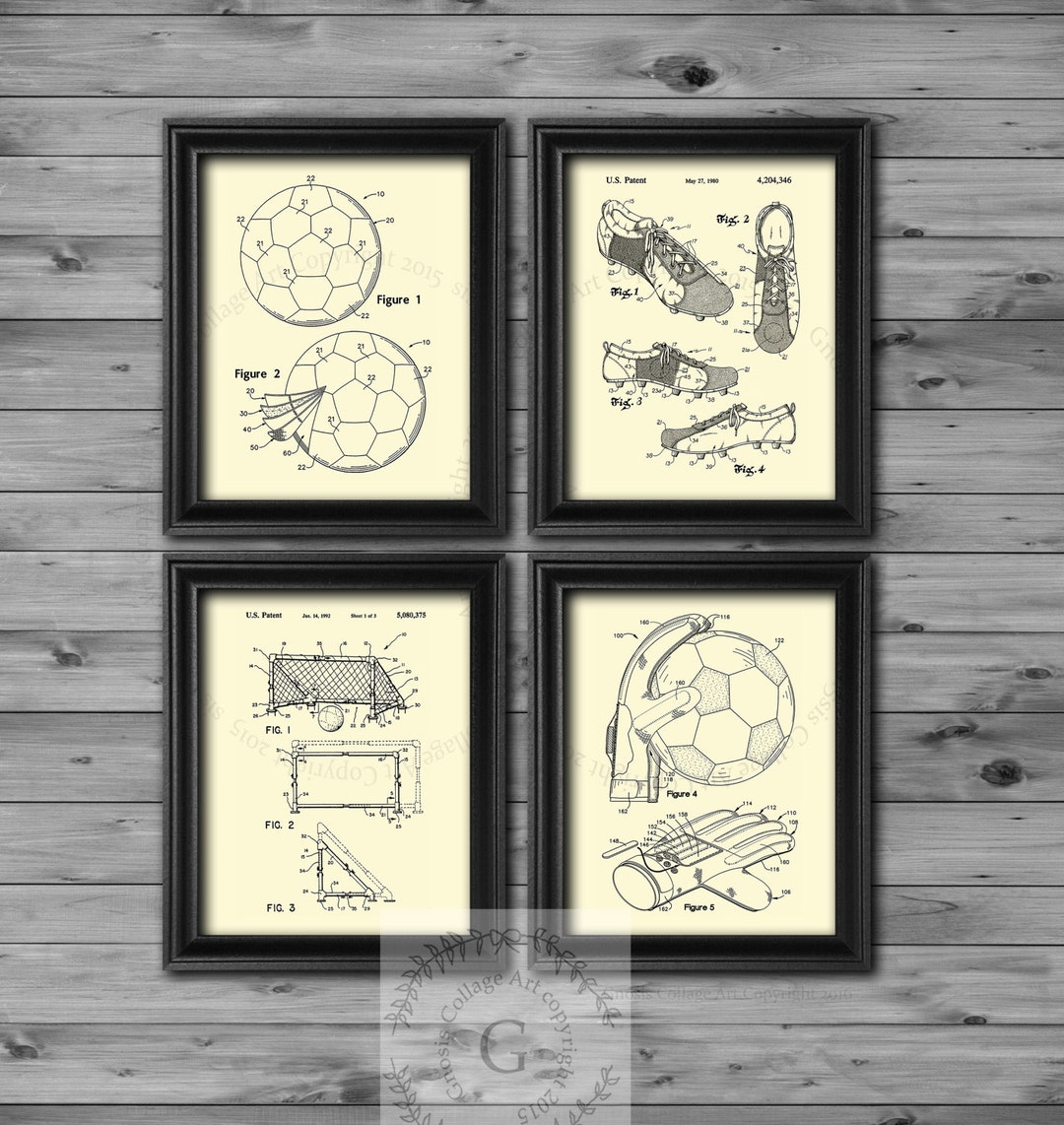 Soccer Posters Sports Patent Prints Wall Decor Set of Etsy