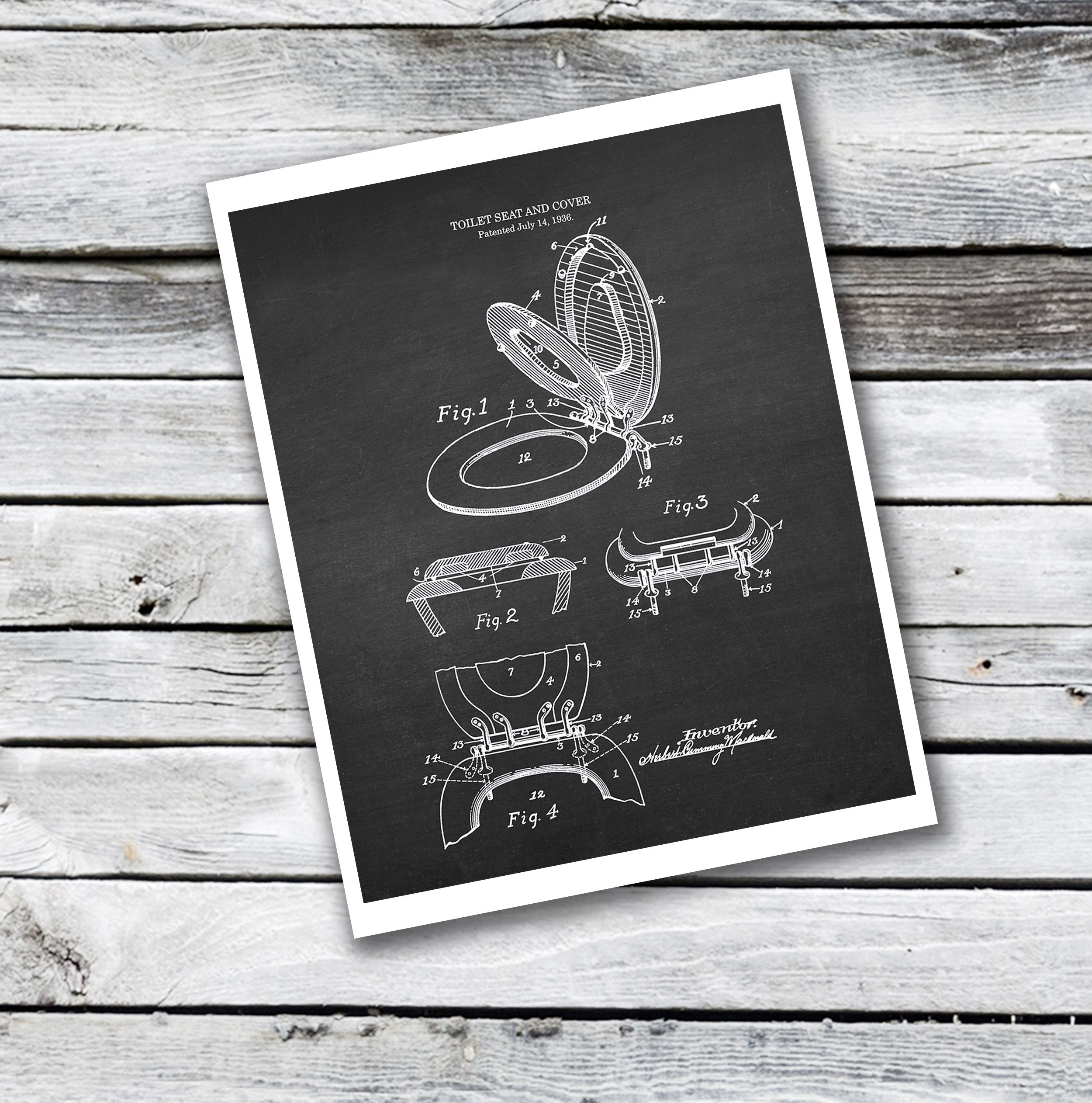 Toilet Paper Holder Patent Toilet Decor Patent Prints Etsy