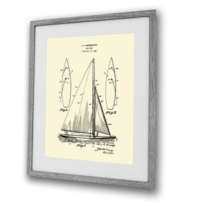 Segelbåtsdekoration, present, väggdekoration, set med 2, oramad, segelbåtsritning, patentkonst bild 5