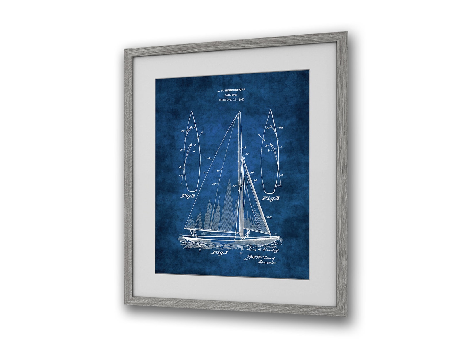 Lake House Decor Sail Boat Blueprint Patent Wall Art Sailboat - Etsy
