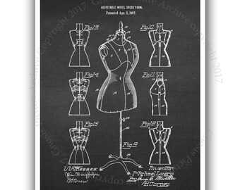 Dress Form Patent Art Print, Fashion Designer Diagram (Unframed)