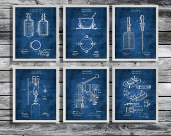 Pharmacy Patent Art Prints, Pharmacist Decor Set of 6 (Unframed)