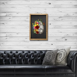 Anatomy Brain Art With Flowers Wall Decor Print Gift for Women MD ...