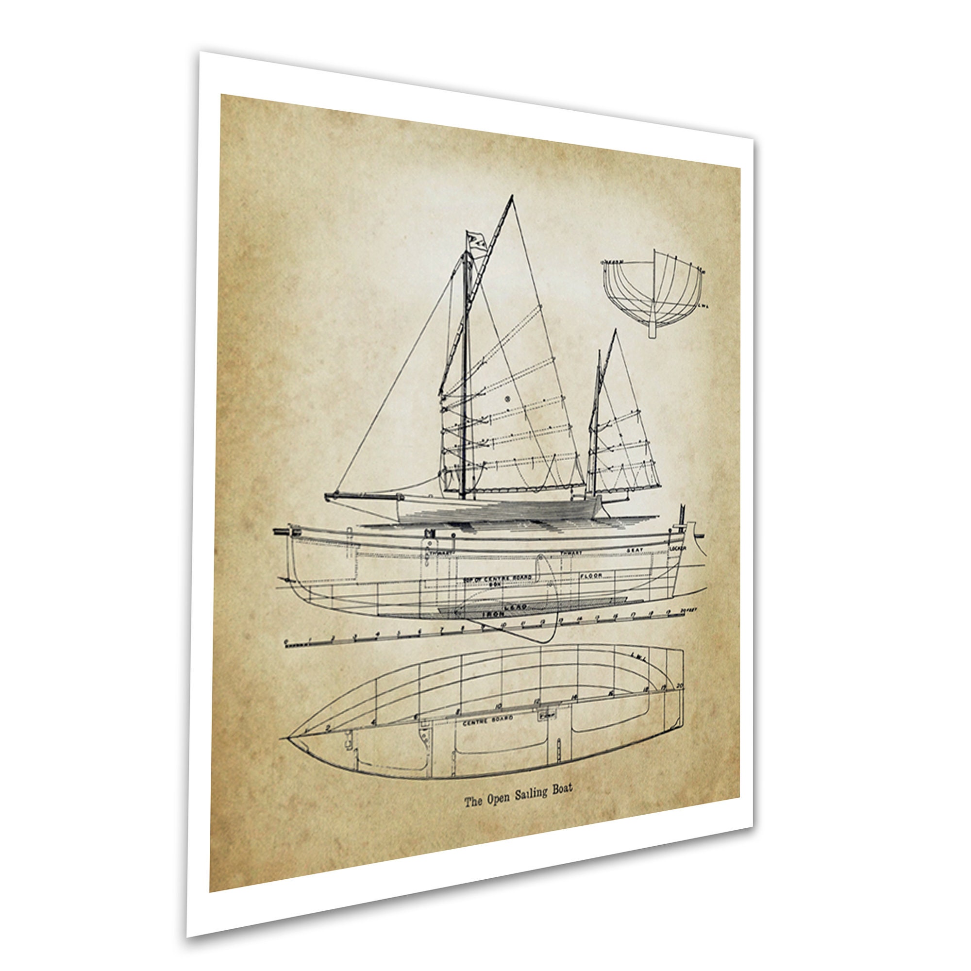 Sailing Yacht Blueprints Nautical Decor Set of 3 Unframed Art Prints ...
