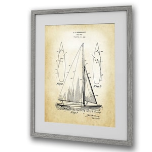 Segelbåtsdekoration, present, väggdekoration, set med 2, oramad, segelbåtsritning, patentkonst bild 4