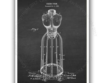 Dress Form Patent Art Print, Sewing Room Decor