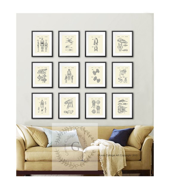 Star Wars Wall Art Set Of 12 Prints Star Wars Movie Sci Fi Decor Star Wars Kids Room Decor Star Wars Wall Decor Boys Room Decor