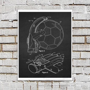 Soccer Goalie Gloves Poster Patent print #4 Black & White Chalkboard Patent art, Gift for Soccer Mom, Boys Bedroom Art, Soccer Poster