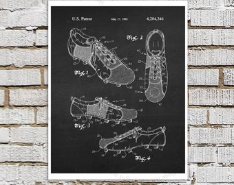 Soccer Shoes Poster Patent print #2 Black & White Chalkboard Patent art, Gift for Soccer Mom, Boys Bedroom Art, Soccer Poster Soccer Decor