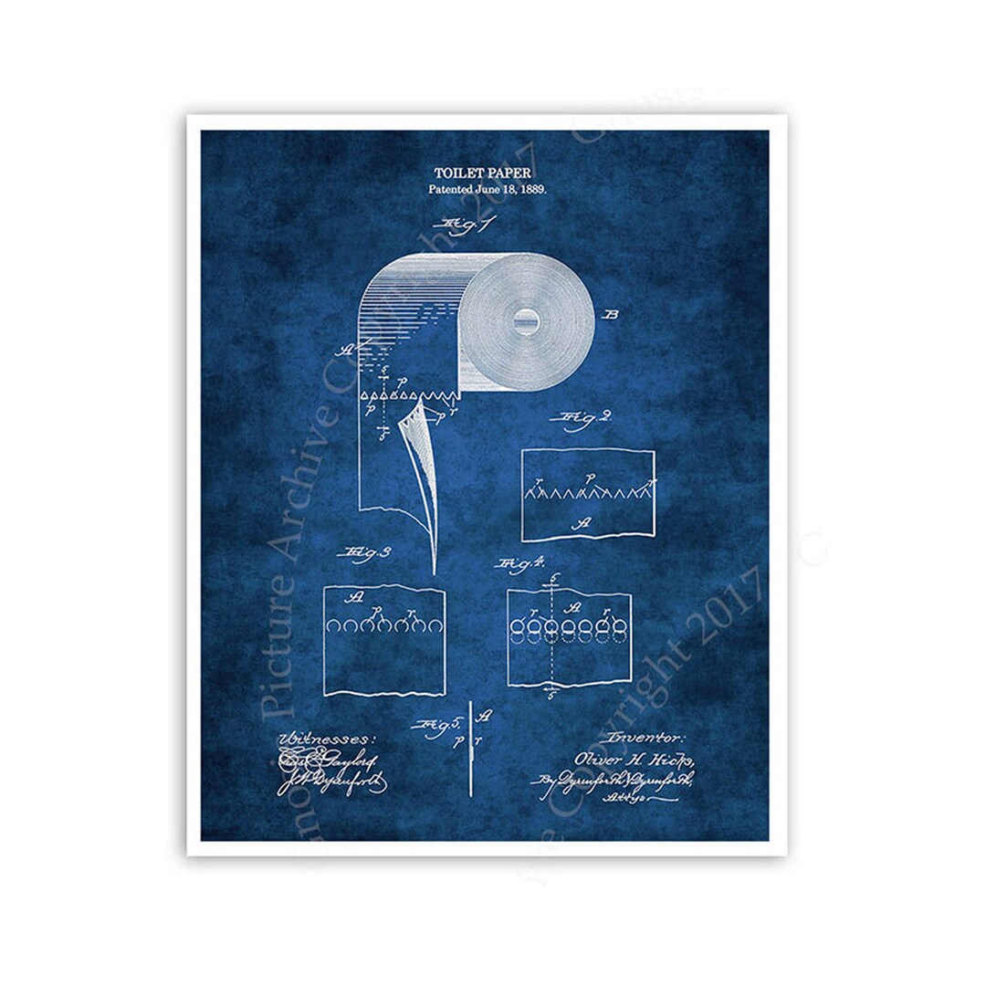 Toilet Paper Patent Print, 1889 Blueprint, Bathroom Decor - Etsy