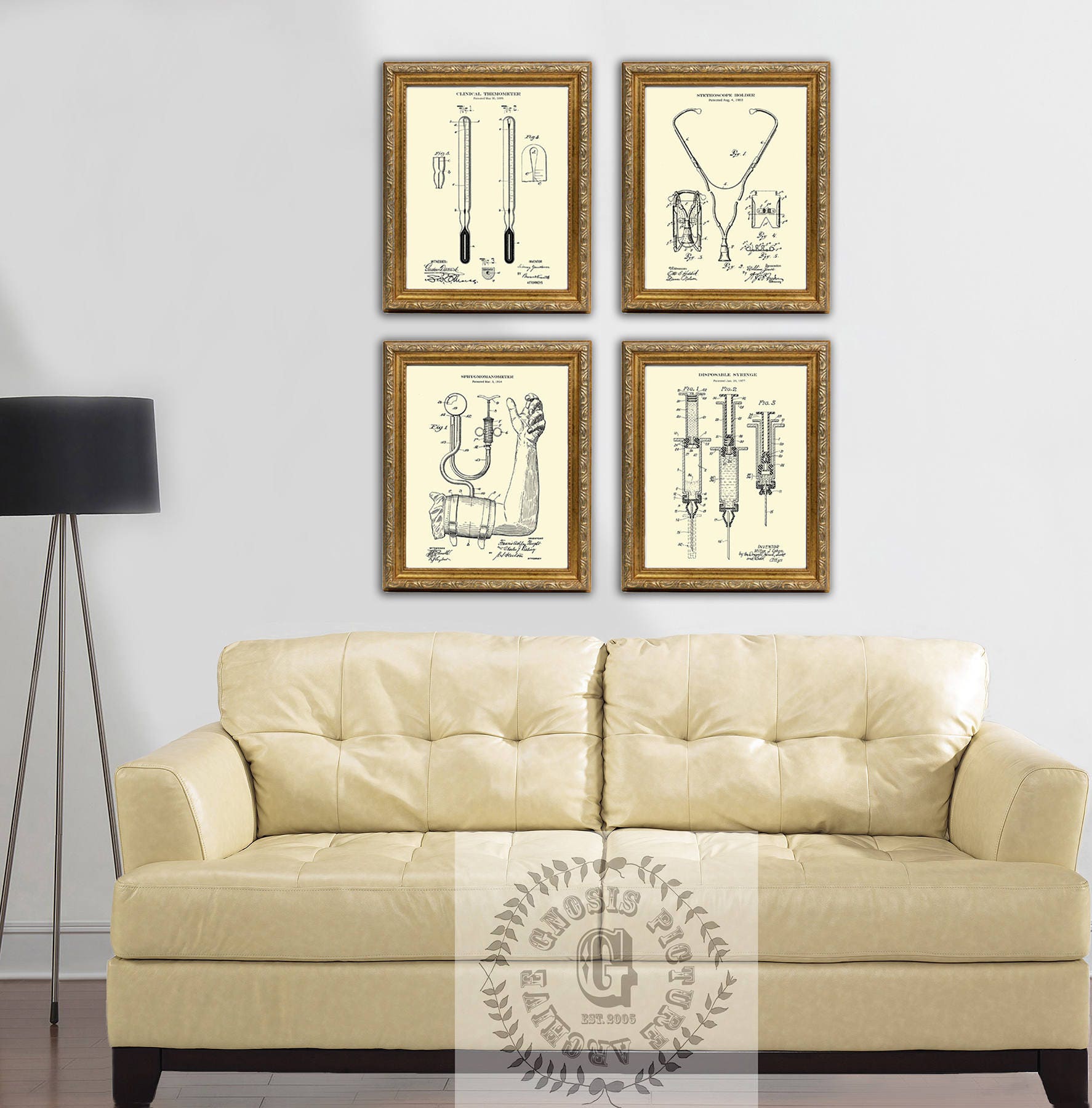 Doctor's Office Wall art set of 4 Unframed Cream Medical Etsy
