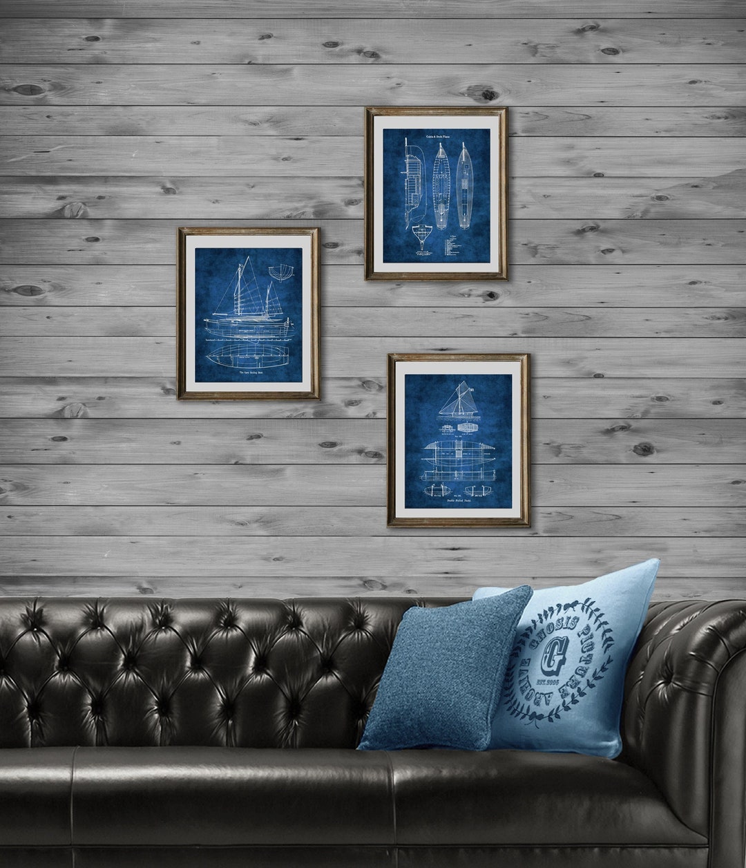 Yacht Blueprints Sailing Wall Decor Set of 3 Unframed Art Prints - Etsy