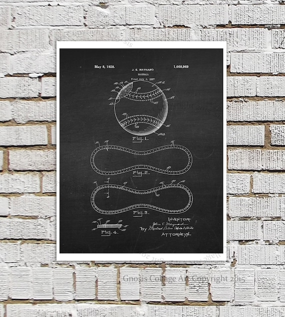 Baseball Patent Print Chalkboard