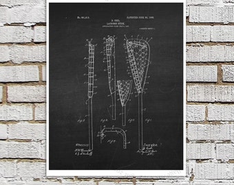 Patent na kij do lacrosse'a, wydruk artystyczny w stylu tablicy