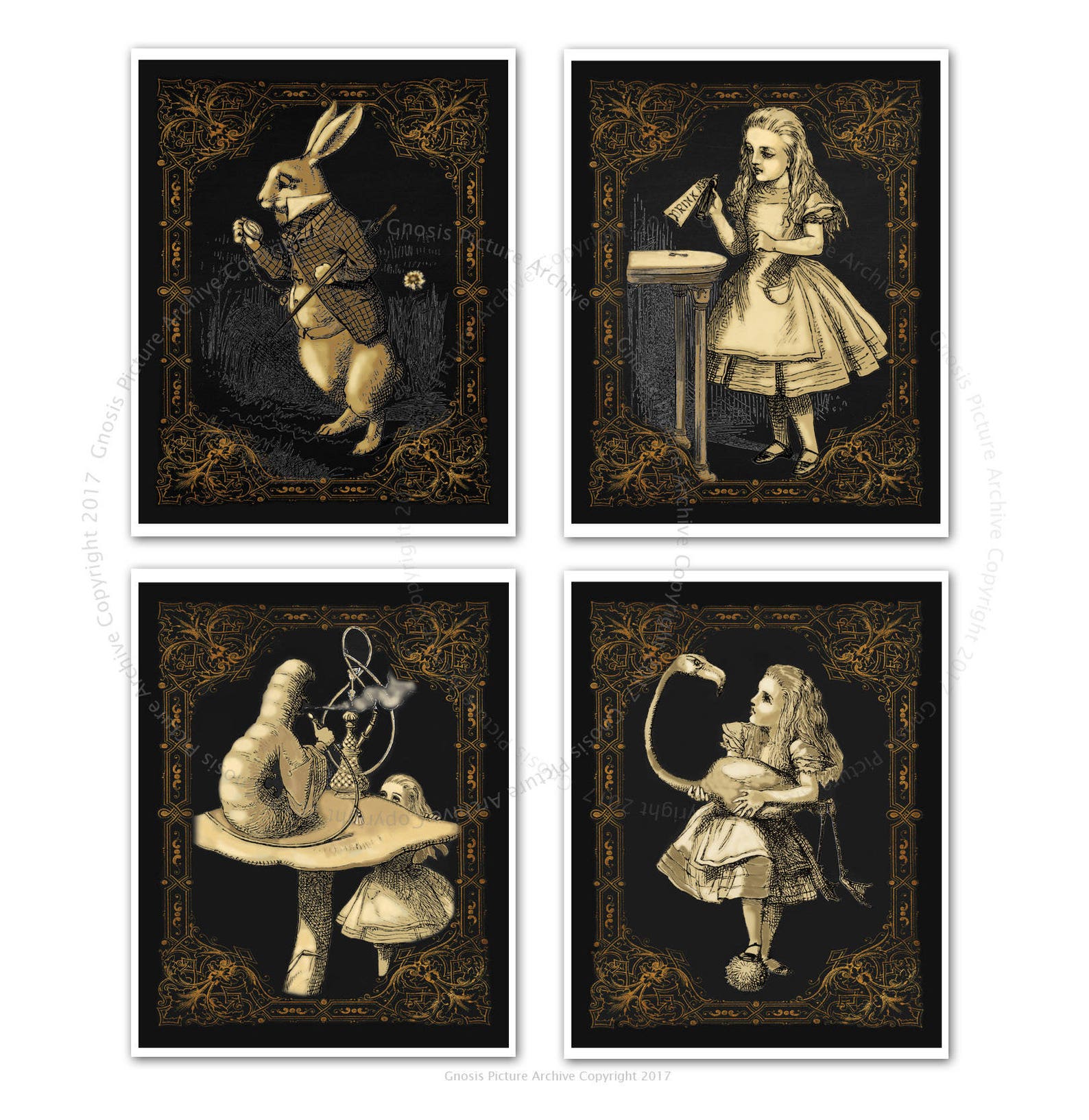 Alice in Wonderland Art Prints, Set of 4, Nursery Decor - Etsy