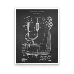 Blood Pressure cuff Patent art print #3  Chalkboard art print - medical student graduation gift- gift for nurse - doctor&#39;s office decor