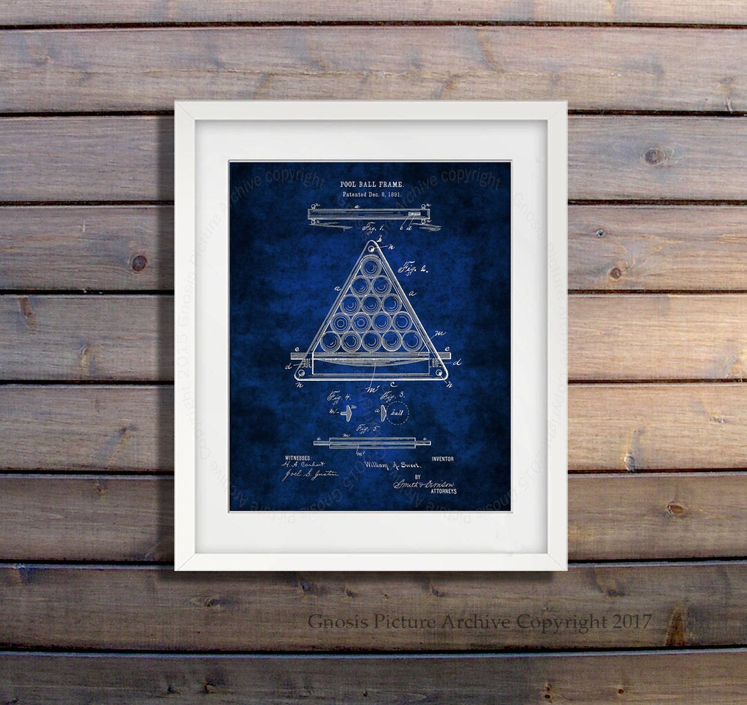 Billiards Poster Art Print 3 Billiard Ball Frame Design Invented in